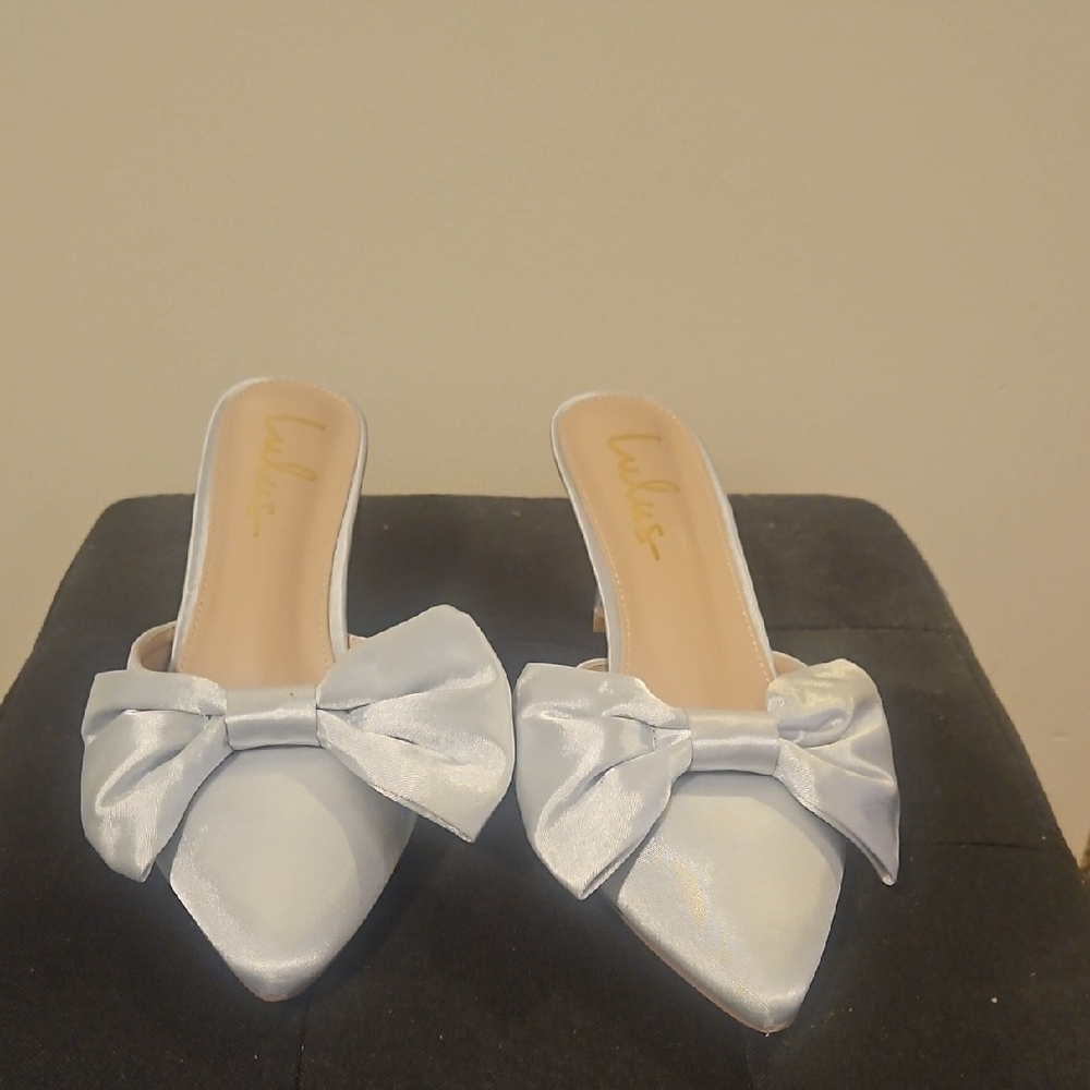 Elegant Blue Women's Mules with Bow